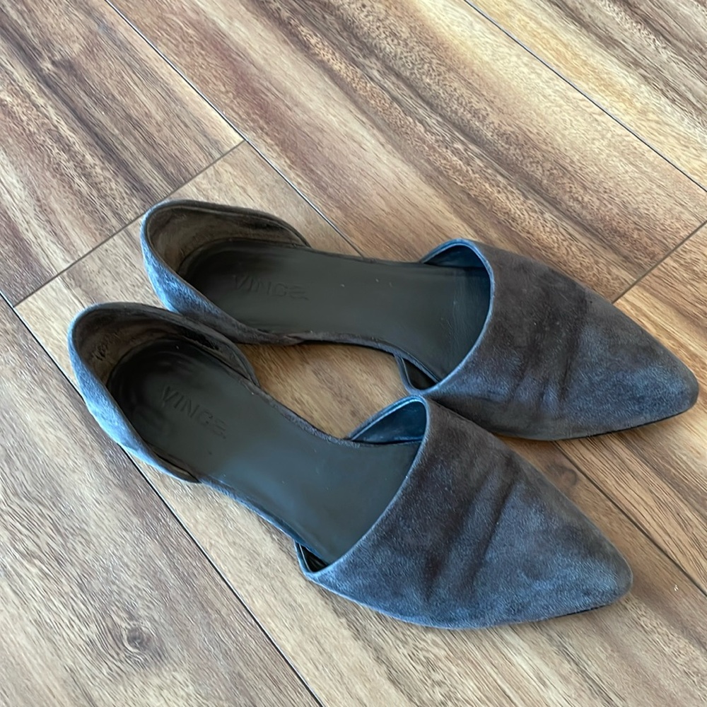 Vince Nina 2 Piece Skimmer Suede Graphite Flats Size 7.5 US